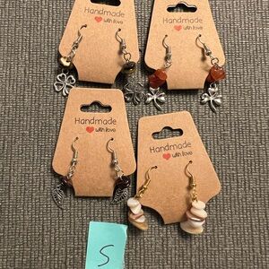 4 pairs of handmade earrings hypoallergenic metals small business made nwt
